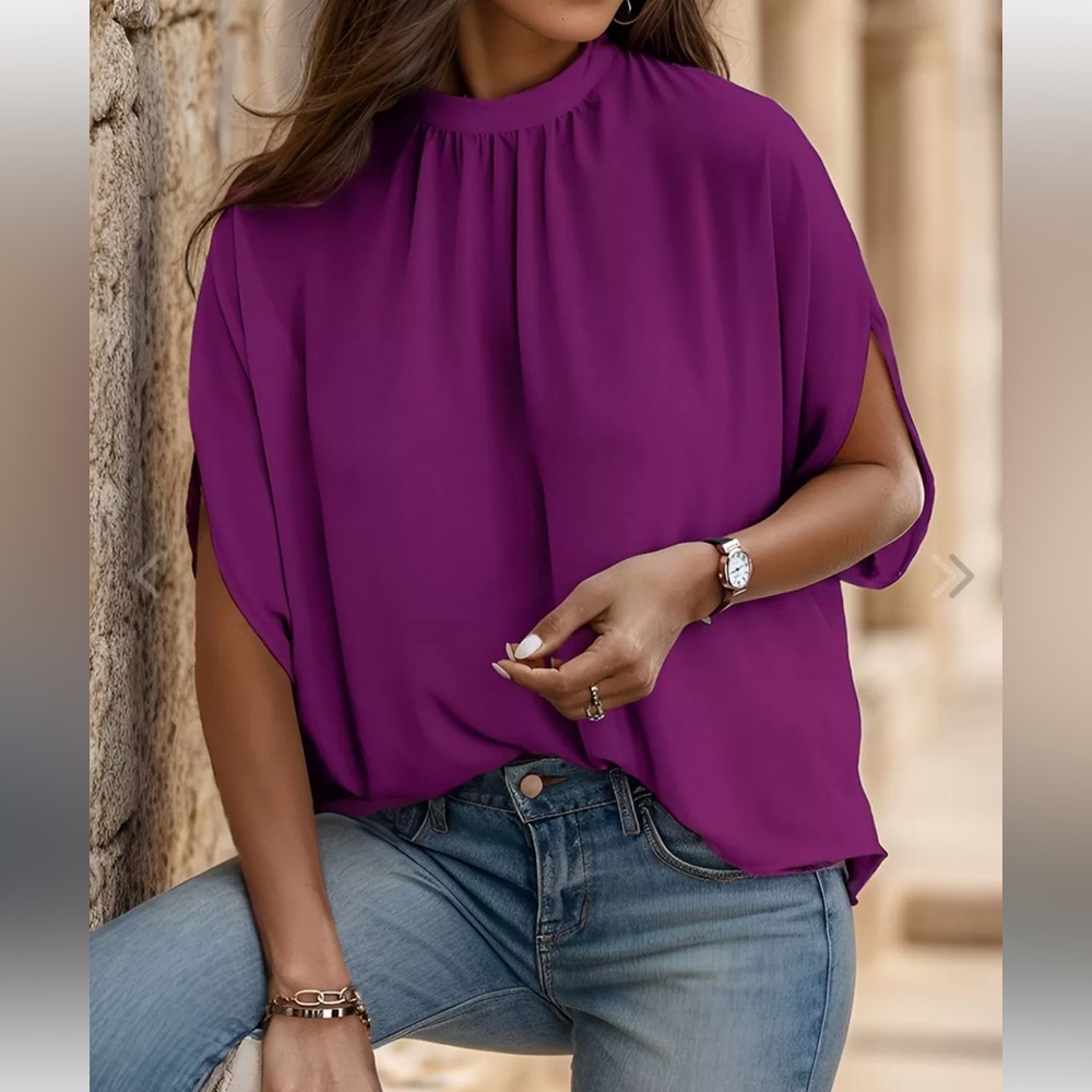 Beautiful Purple Batwing Sleeve Blouse! NWT! - Picture 2 of 5